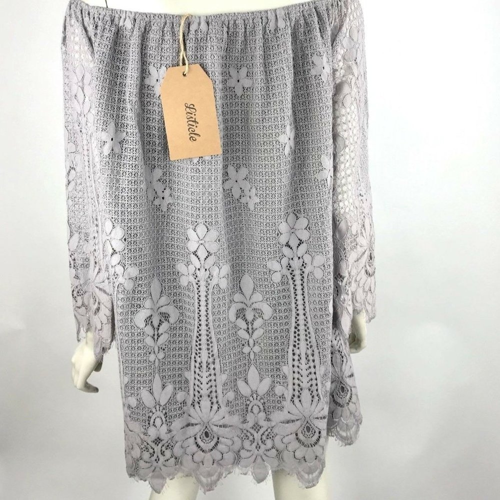 Listicle Lavander Lace Tunic Top Off Shoulder NWT